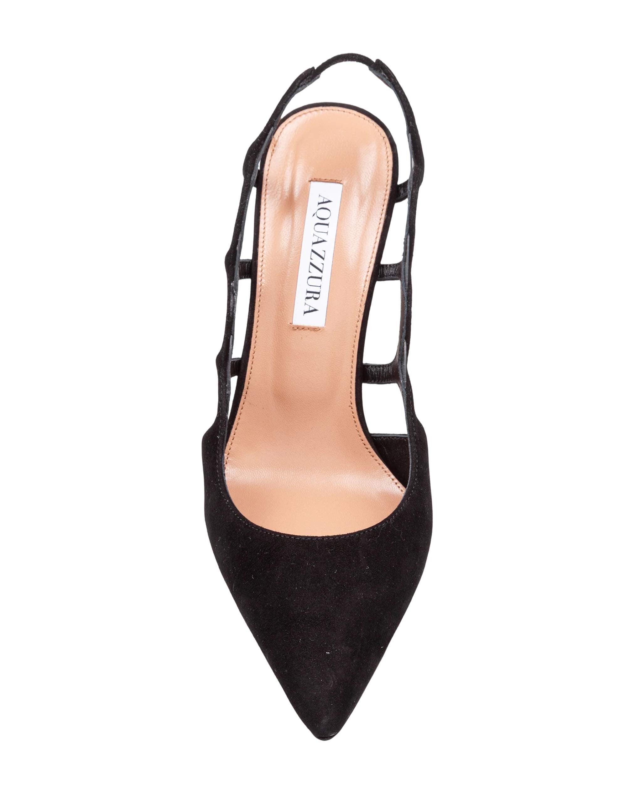 AQUAZZURA DECOLLETE' BOOTIE PUMP 85 IN CAMOSCIO COLORE NERO