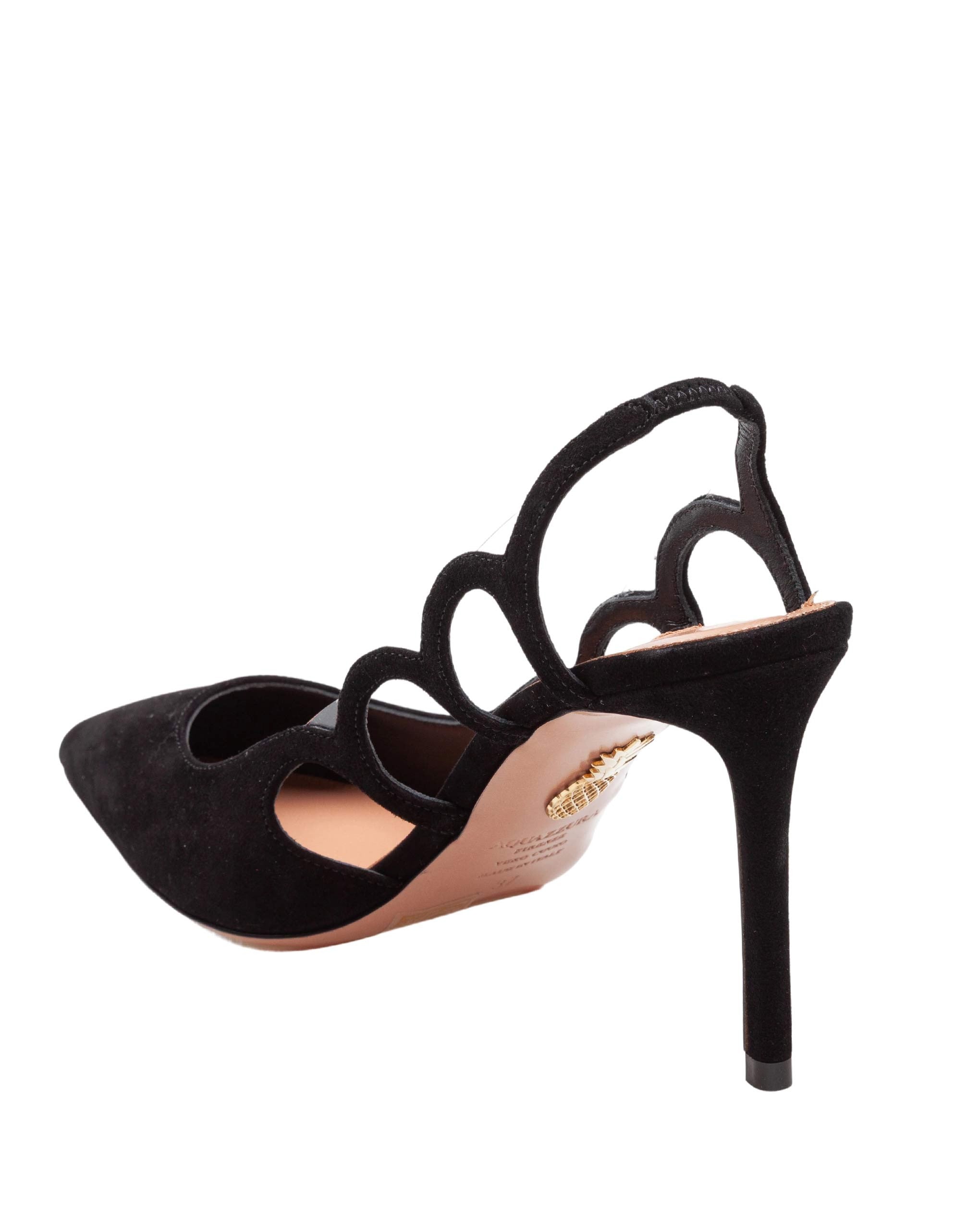 AQUAZZURA DECOLLETE' BOOTIE PUMP 85 IN CAMOSCIO COLORE NERO