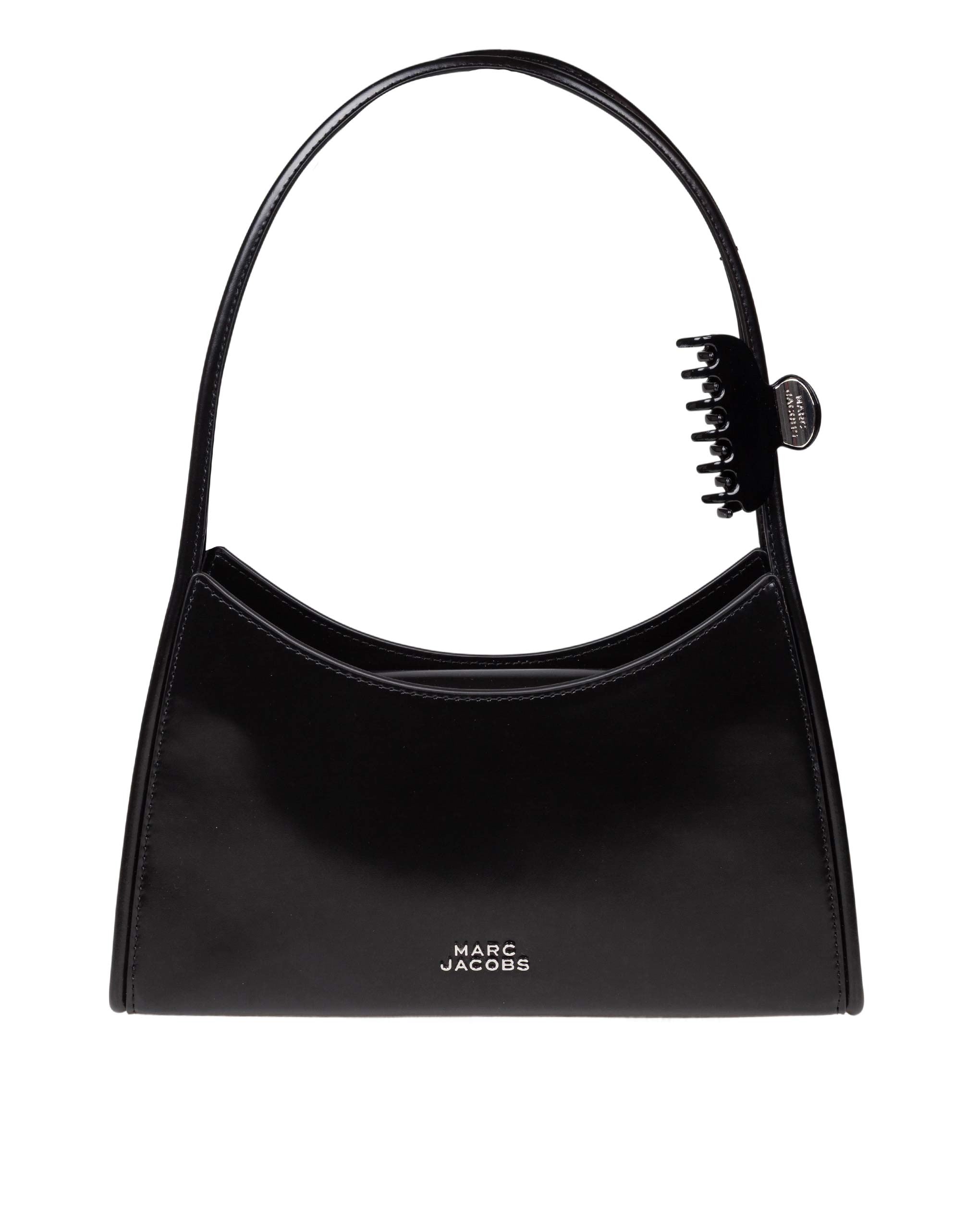 MARC JACOBS THE CLAW CLIP SHOULDER BAG IN BRUSHED LEATHER COLOR BLACK