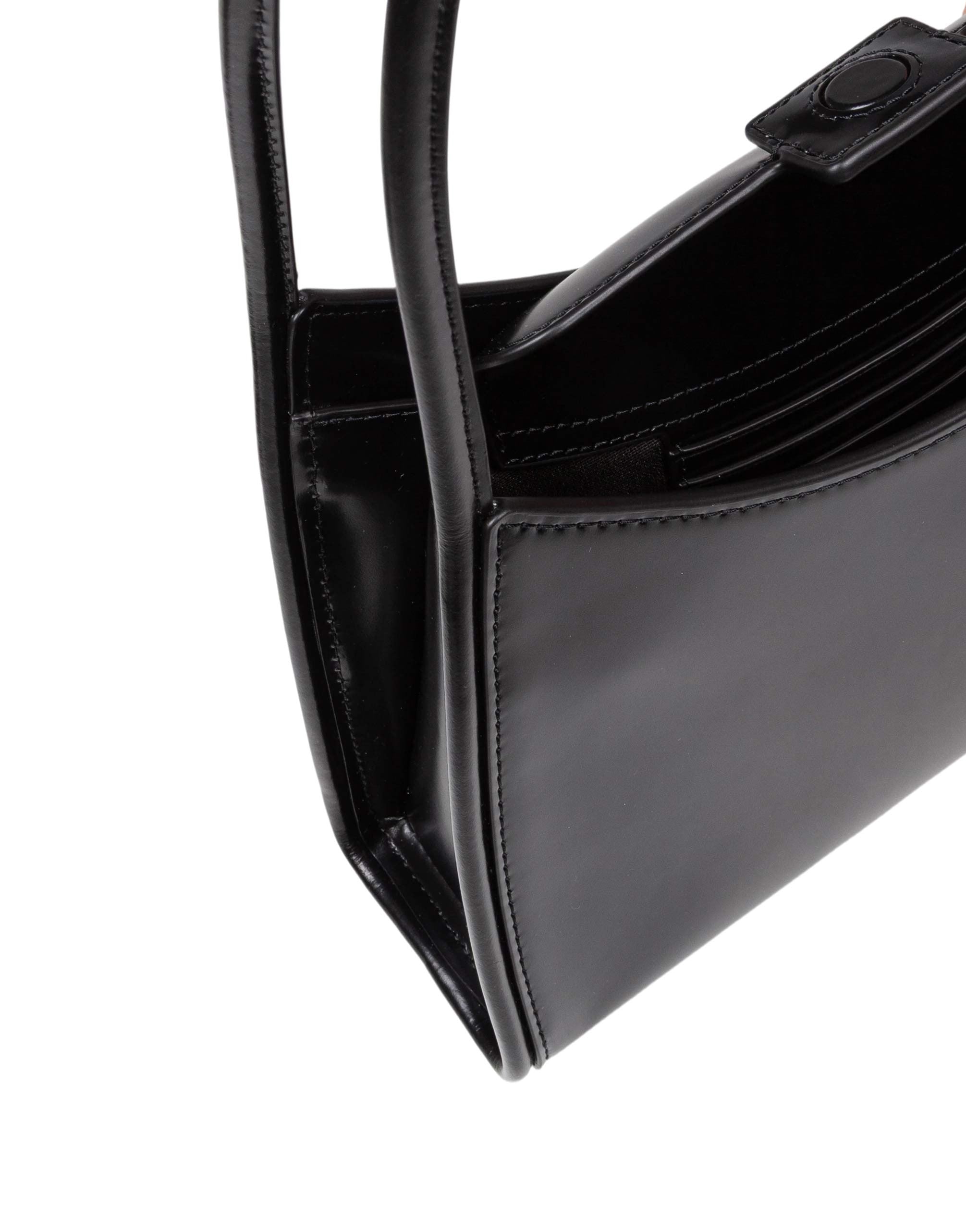 MARC JACOBS THE CLAW CLIP SHOULDER BAG IN BRUSHED LEATHER COLOR BLACK