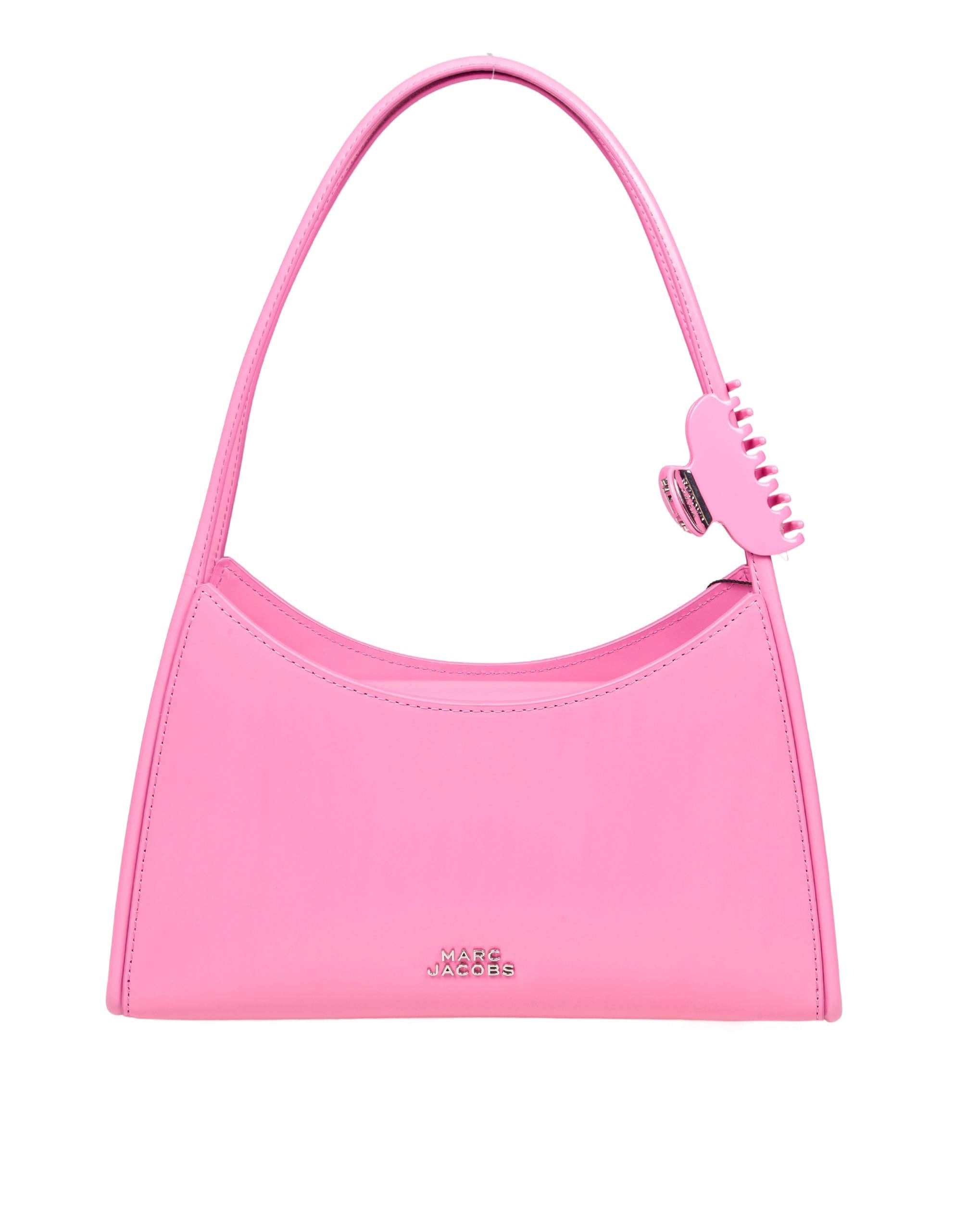 MARC JACOBS THE CLAW CLIP SHOULDER BAG IN BRUSHED LEATHER COLOR PINK
