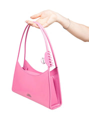 MARC JACOBS THE CLAW CLIP SHOULDER BAG IN BRUSHED LEATHER COLOR PINK