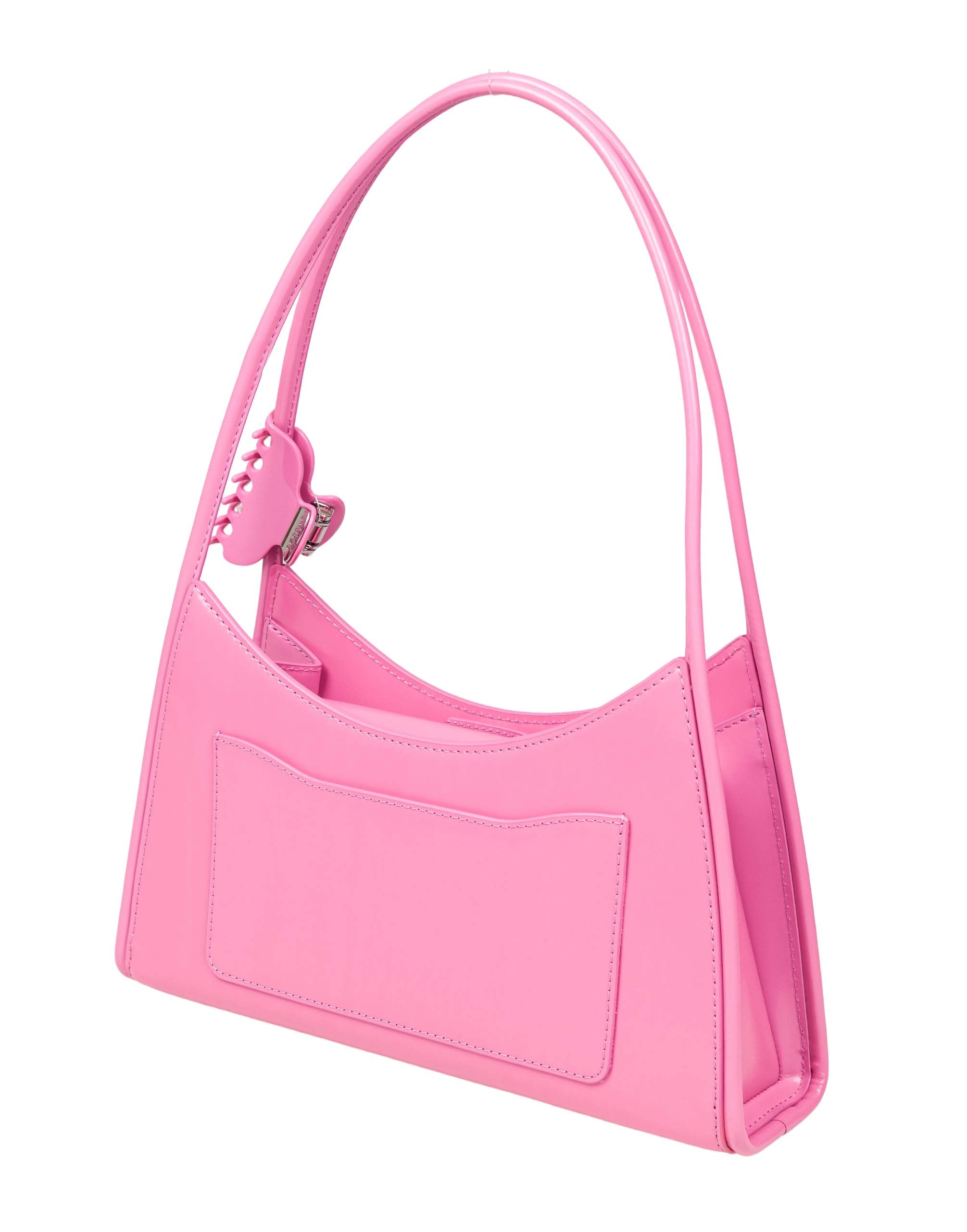 MARC JACOBS THE CLAW CLIP SHOULDER BAG IN BRUSHED LEATHER COLOR PINK