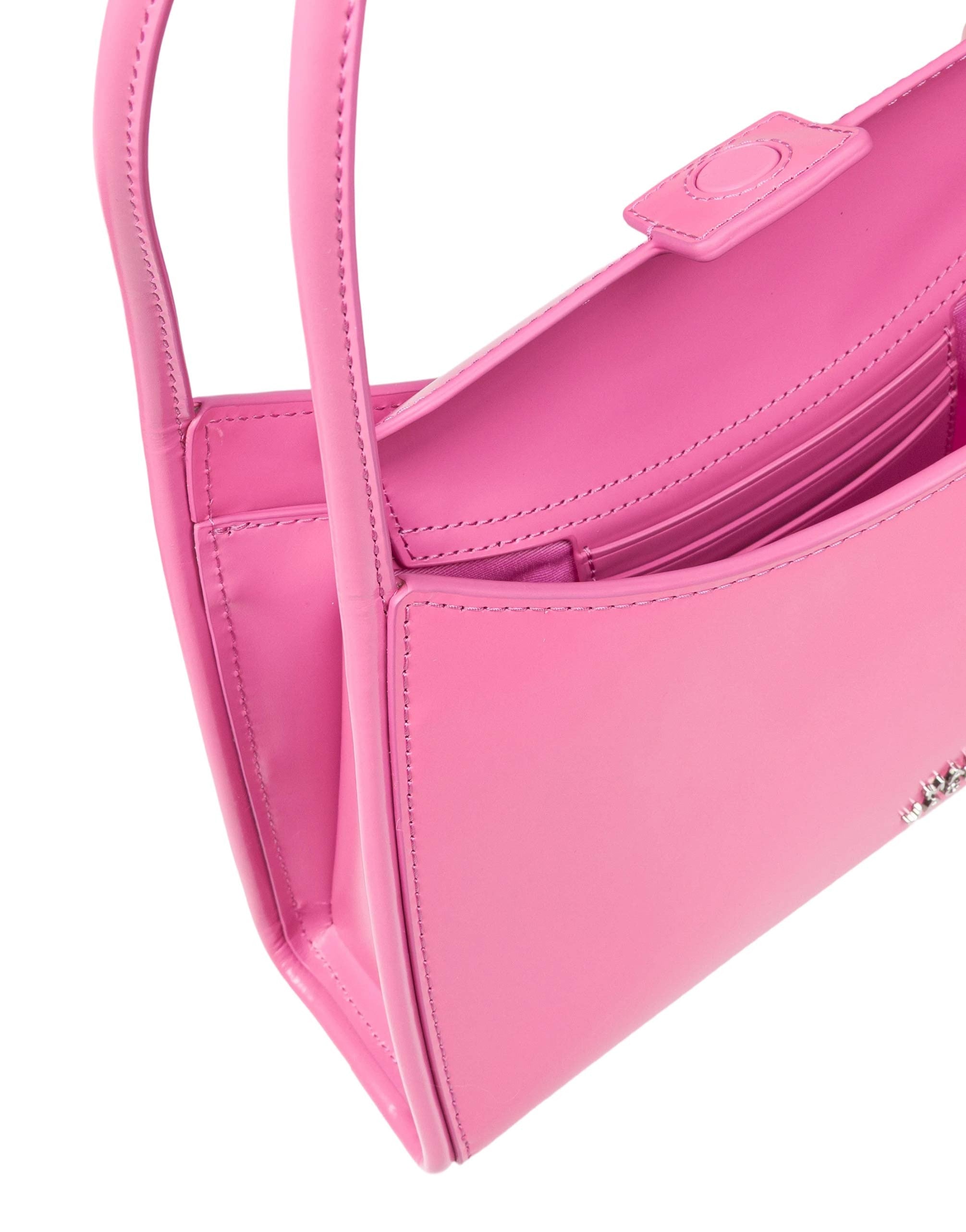 MARC JACOBS THE CLAW CLIP SHOULDER BAG IN BRUSHED LEATHER COLOR PINK