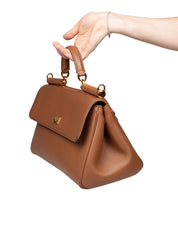 DOLCE & GABBANA VINTAGE MY SICILY CARAMEL LEATHER BAG