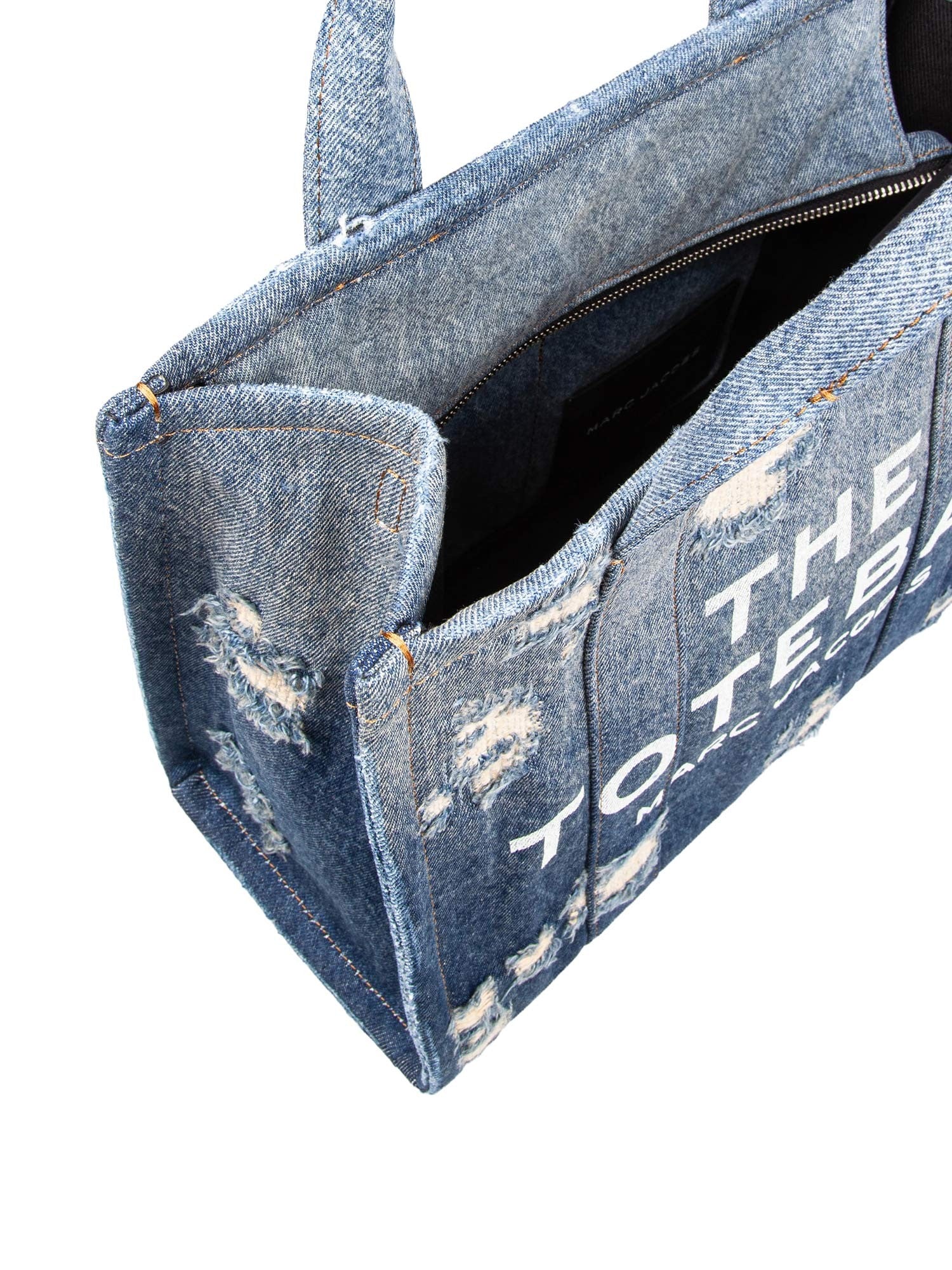 MARC JACOB THE RIP AND REPAIR DENIM MEDIUM TOTE BAG