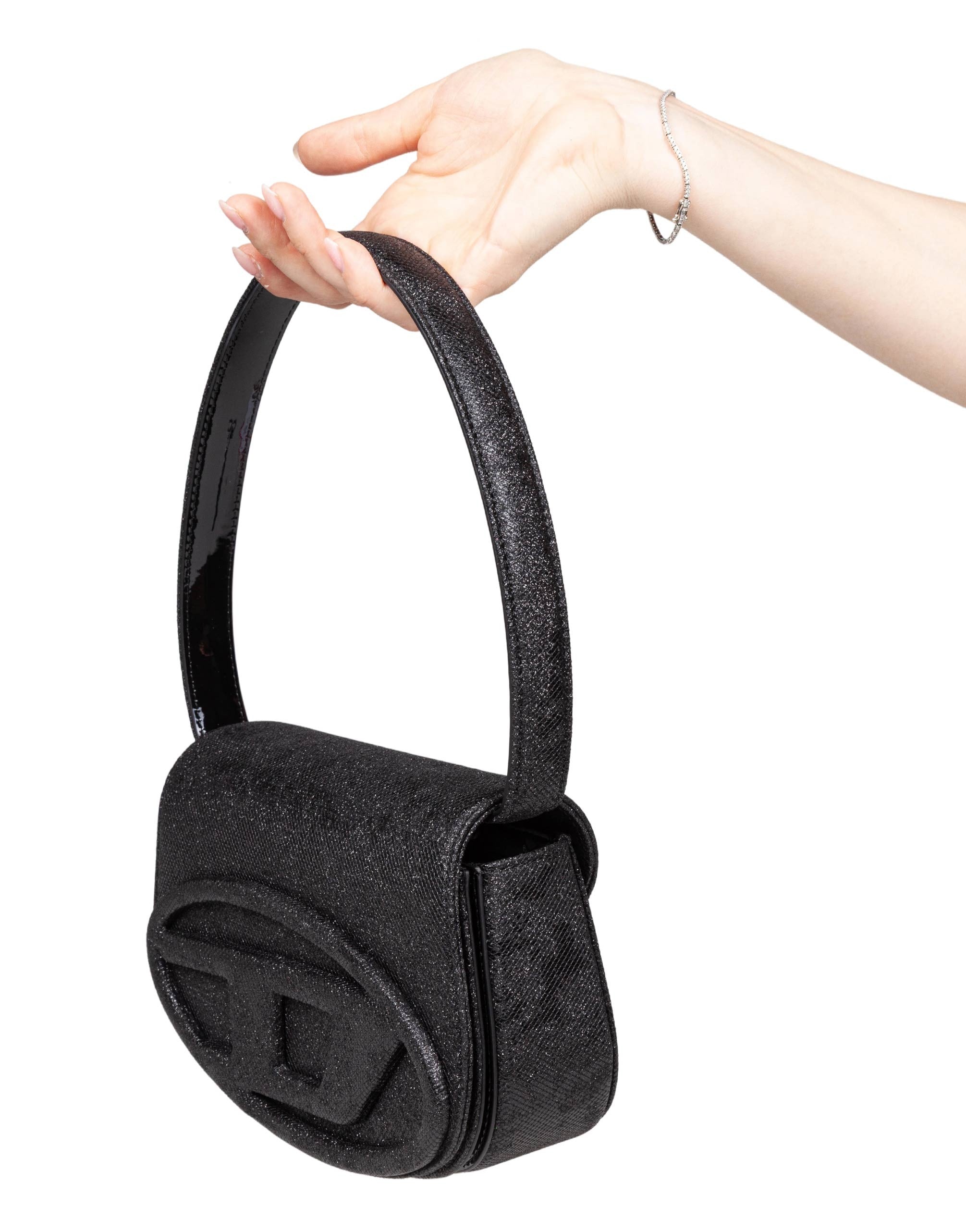 DIESEL BORSA A SPALLA 1DR IN TESSUTO BRILLANTE COLORE NERO