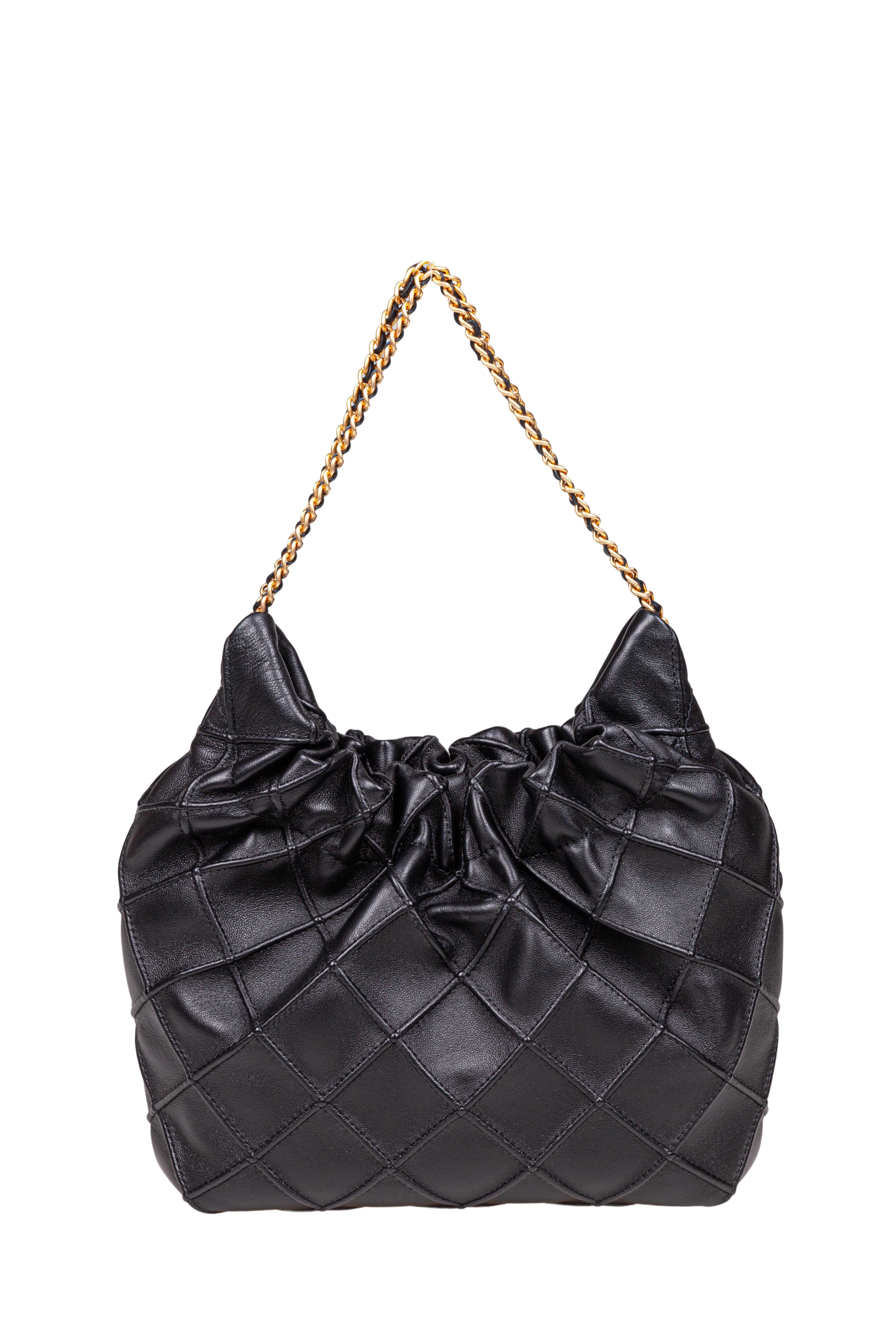 TORY BURCH FLEMING MINI HOBO LEATHER BAG COLOR BLACK