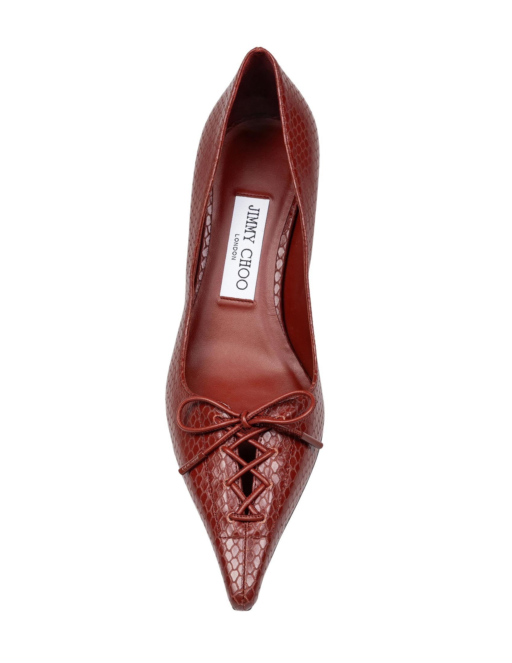 JIMMY CHOO SCARLETT 50 PUMPS IN LEATHER WITH SNAKESKIN PRINT COGNAC COLOR