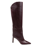 JIMMY CHOO ALIZZE KS 85 BOOT IN DEEP MERLOTLEATHER