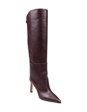 JIMMY CHOO ALIZZE KS 85 BOOT IN DEEP MERLOTLEATHER