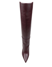 JIMMY CHOO ALIZZE KS 85 BOOT IN DEEP MERLOTLEATHER