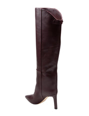 JIMMY CHOO ALIZZE KS 85 BOOT IN DEEP MERLOTLEATHER
