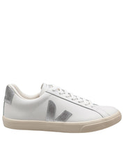 VEJA ESPLAR CHROME-FREE LEATHER SNEAKERS WHITE/SILVER