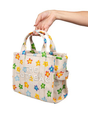 MARC JACOBS THE SMALL TOTE BAG IN CANVAS CON STAMPA FIORI