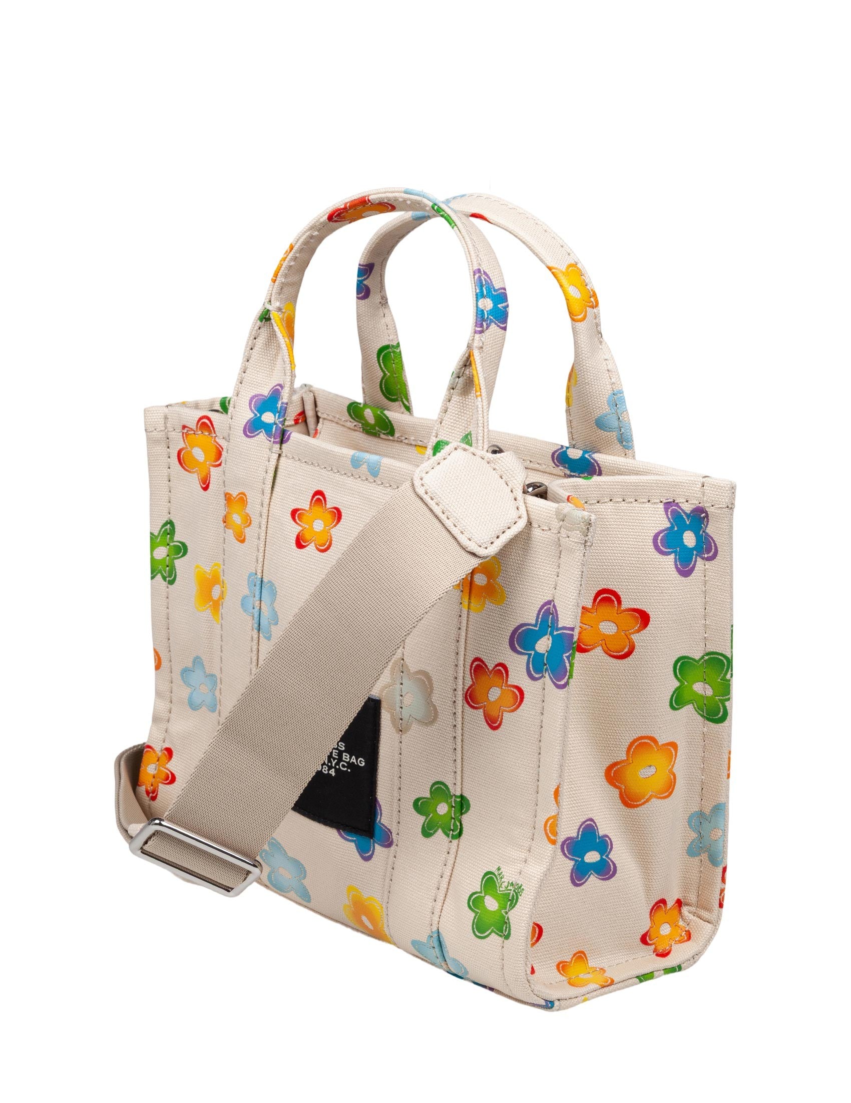 MARC JACOBS THE SMALL TOTE BAG IN CANVAS CON STAMPA FIORI