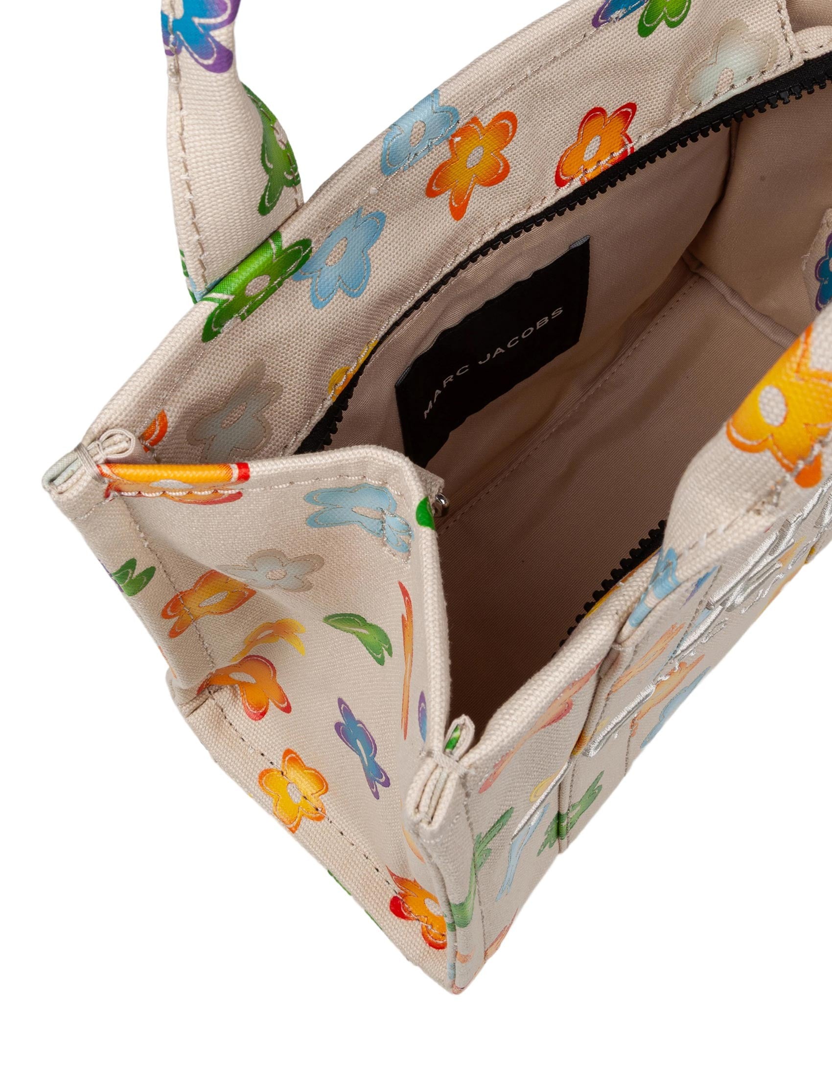 MARC JACOBS THE SMALL TOTE BAG IN CANVAS CON STAMPA FIORI