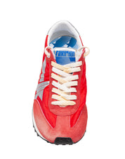 GOLDEN GOOSE RED NYLON AND SUEDE RUNNING SNEAKERS