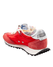 GOLDEN GOOSE RED NYLON AND SUEDE RUNNING SNEAKERS
