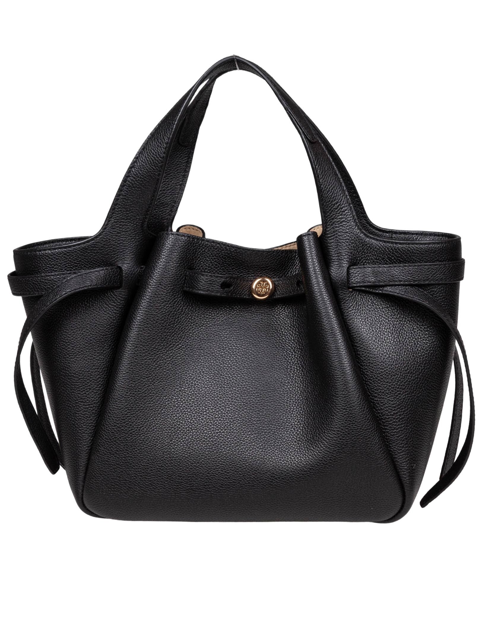 TORY BURCH ROMY TOTE LEATHER HANDBAG COLOR BLACK