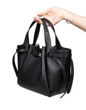 TORY BURCH ROMY TOTE LEATHER HANDBAG COLOR BLACK