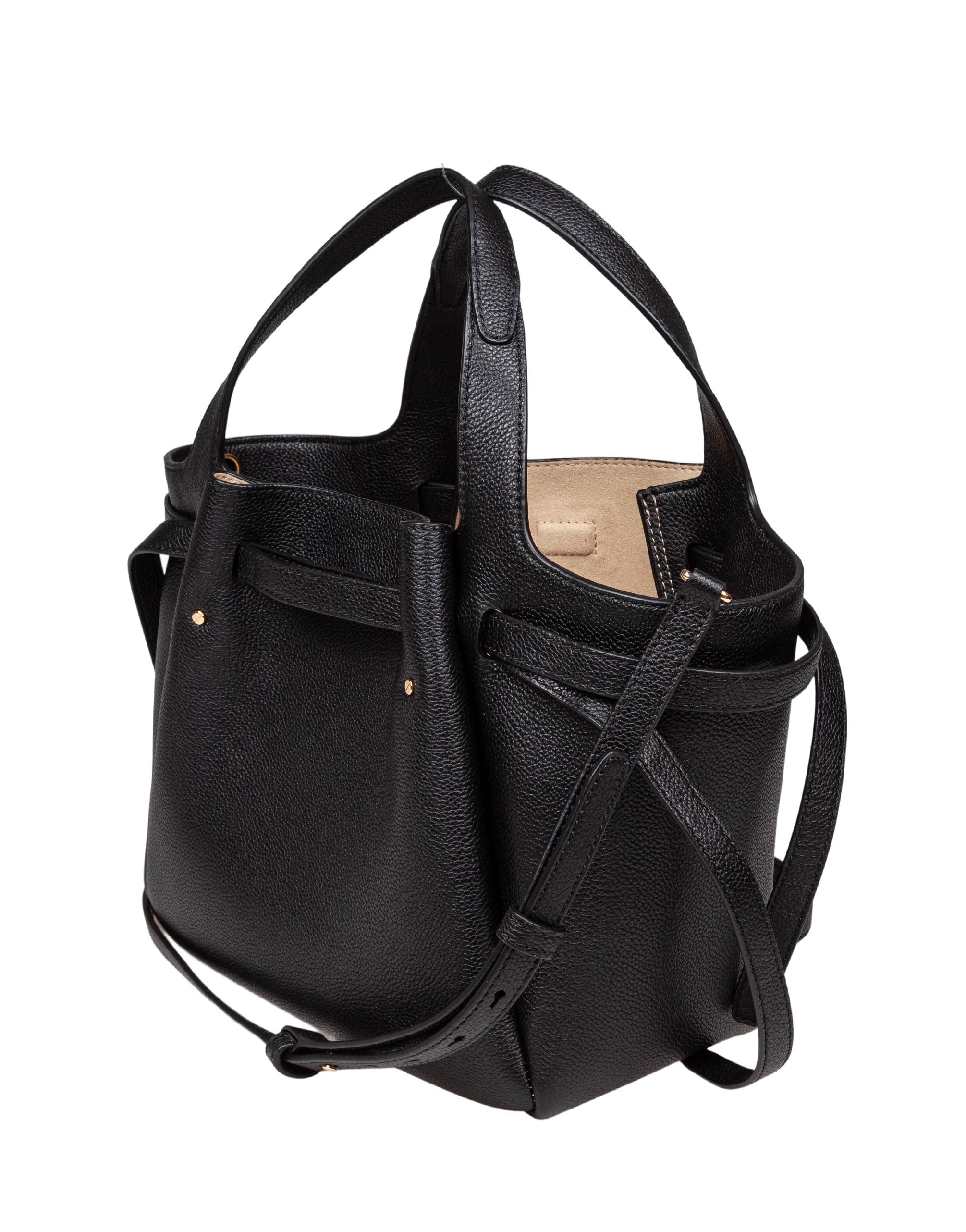 TORY BURCH ROMY TOTE LEATHER HANDBAG COLOR BLACK