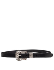 GOLDEN GOOSE LEATHER BELT WITH DECORATED SILVER BUCKLE