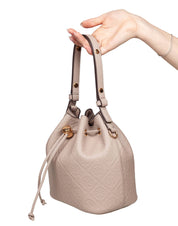TORY BURCH MONOGRAM LEATHER BUCKET BAG CLAY COLOR