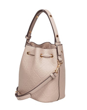 TORY BURCH MONOGRAM LEATHER BUCKET BAG CLAY COLOR