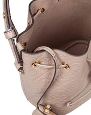 TORY BURCH MONOGRAM LEATHER BUCKET BAG CLAY COLOR