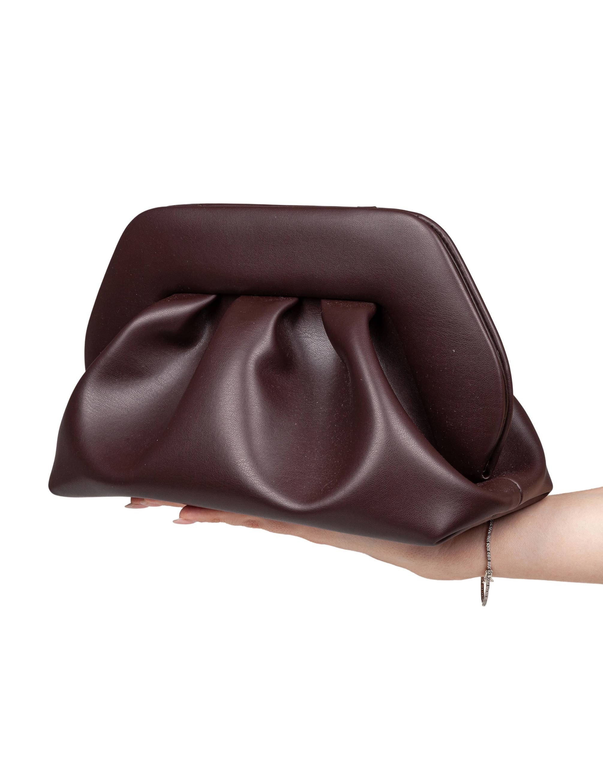 THEMOIRè TIA CLUTCH BAG IN VEGAN FABRIC, COLOR EBONY