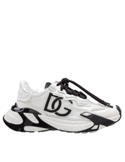DOLCE & GABBANA SNEAKERS DAY FASTER IN VISCOSA E PELLE COLORE BIANCO E NERO NERO
