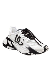 DOLCE & GABBANA SNEAKERS DAY FASTER IN VISCOSA E PELLE COLORE BIANCO E NERO NERO