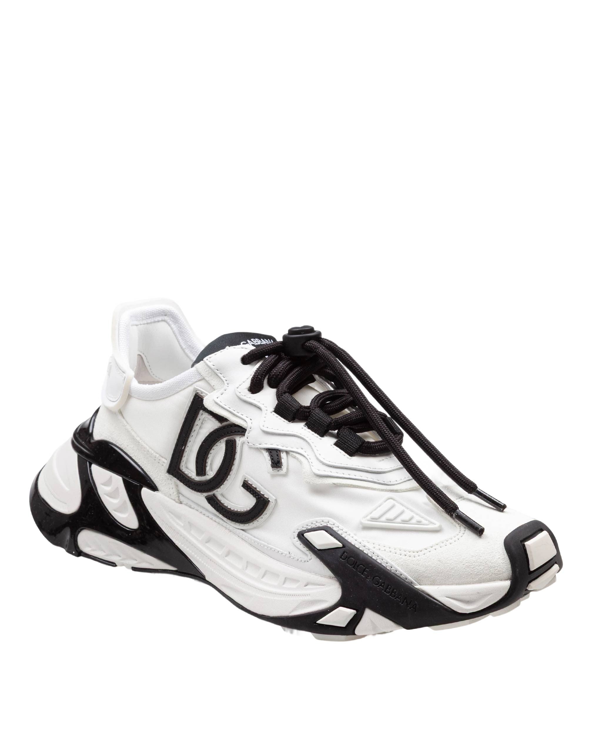 DOLCE & GABBANA SNEAKERS DAY FASTER IN VISCOSA E PELLE COLORE BIANCO E NERO NERO