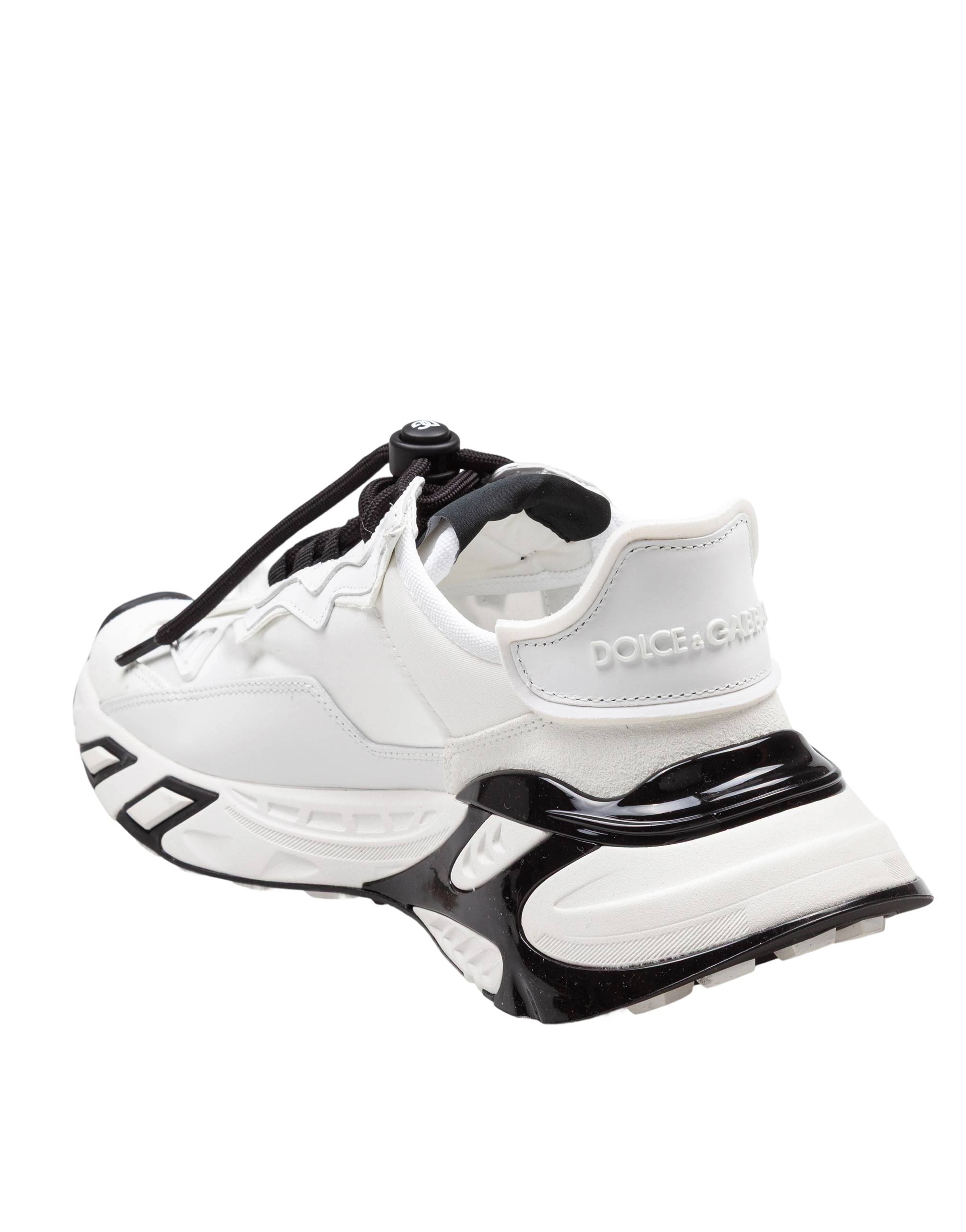 DOLCE & GABBANA SNEAKERS DAY FASTER IN VISCOSA E PELLE COLORE BIANCO E NERO NERO