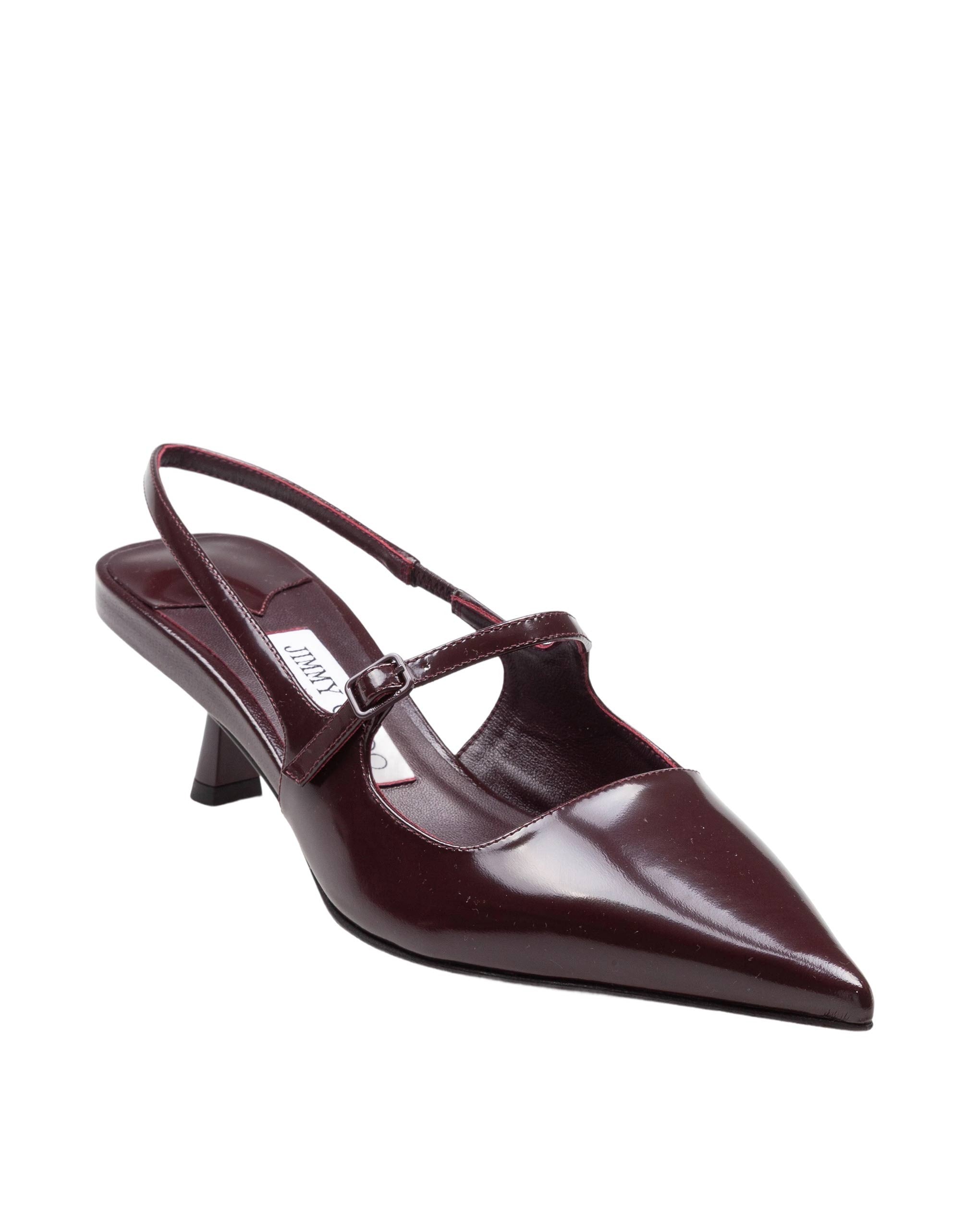 JIMMY CHOO SLINGBACK DIDI 45 IN PELLE SPAZZOLATA COLORE MERLOT