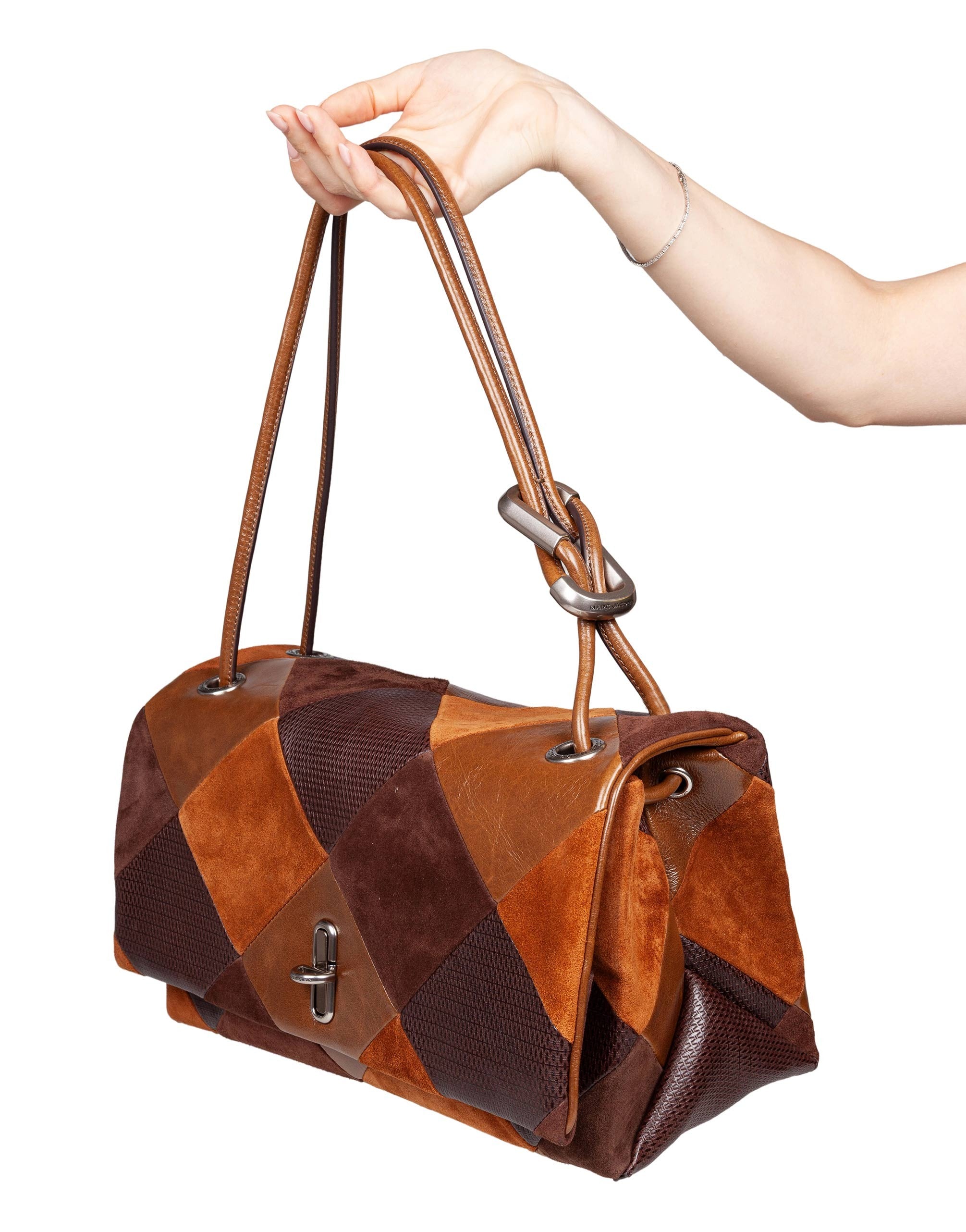 MARC JACOBS BORSA A SPALLA THE LARGE DUAL IN PELLE CON LAVORAZIONE A ROMBI