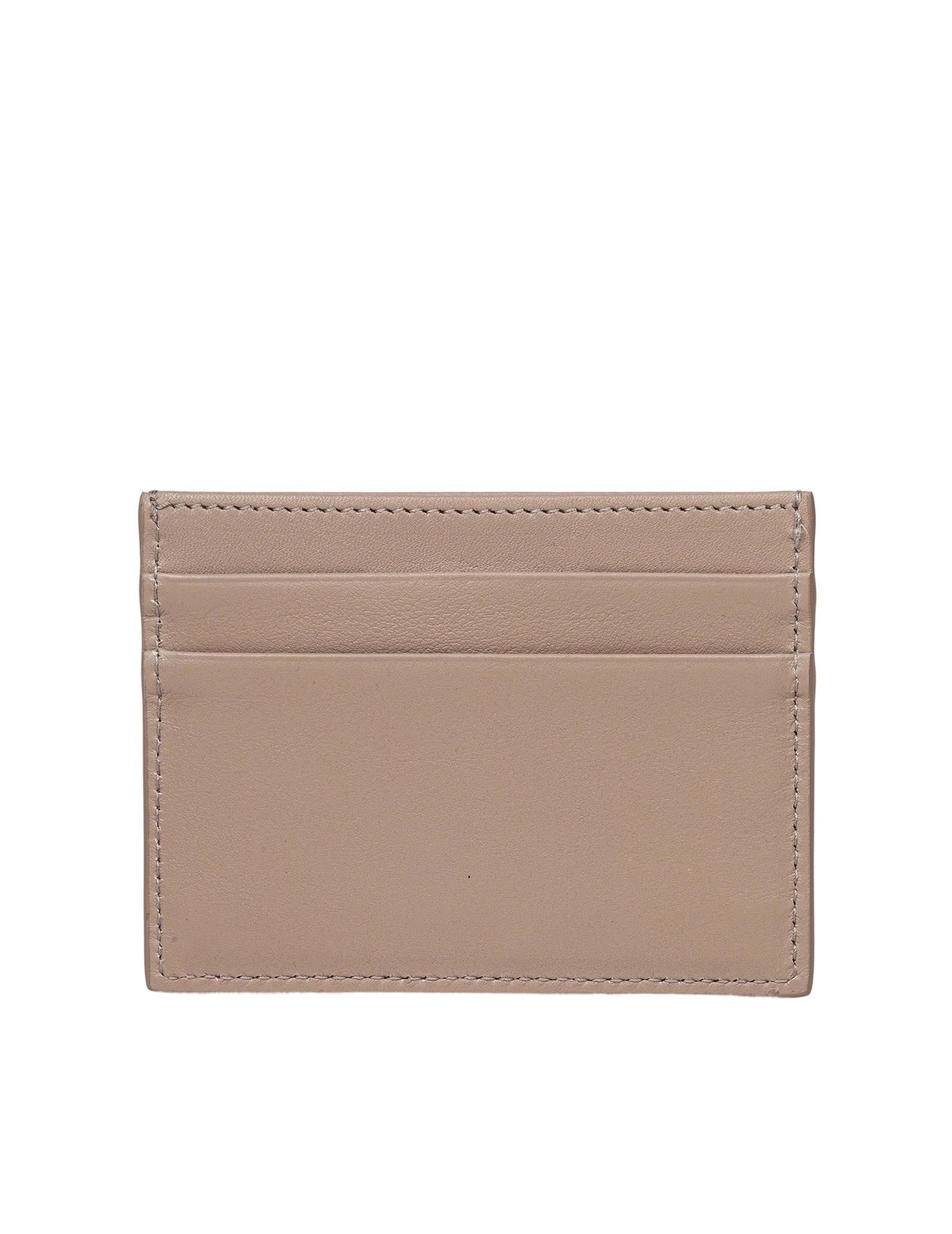 DOLCE & GABBANA PLONGE CALFSKIN CARD HOLDER, TAUPE COLOR