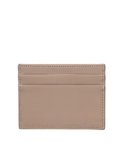 DOLCE & GABBANA PLONGE CALFSKIN CARD HOLDER, TAUPE COLOR
