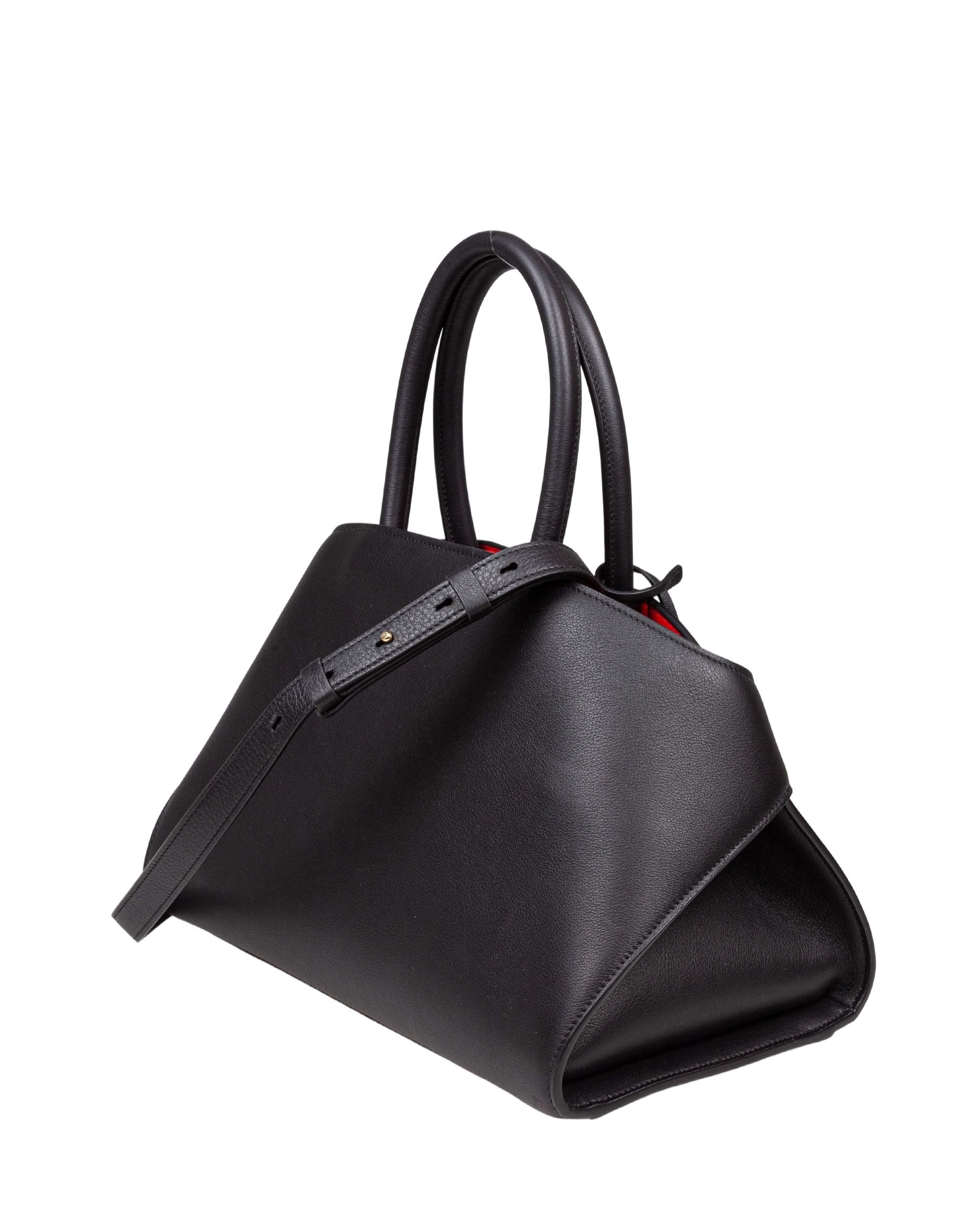 FERRAGAMO HUG TH M HANDBAG IN BLACK LEATHER