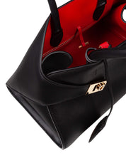 FERRAGAMO HUG TH M HANDBAG IN BLACK LEATHER