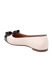 FERRAGAMO VARINA BALLERINA FLATS IN NAPPA AND PATENT LEATHER, PINK AND BLACK