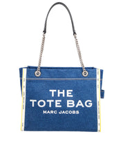 MARC JACOBS THE MEDIUM TOTE IN BLUE DENIM WITH EMBROIDERED LOGO