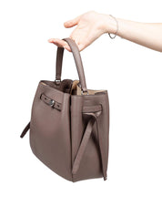 TORY BURCH ROMY HAMMERED LEATHER BUCKET BAG IN WILD MUSHROOM