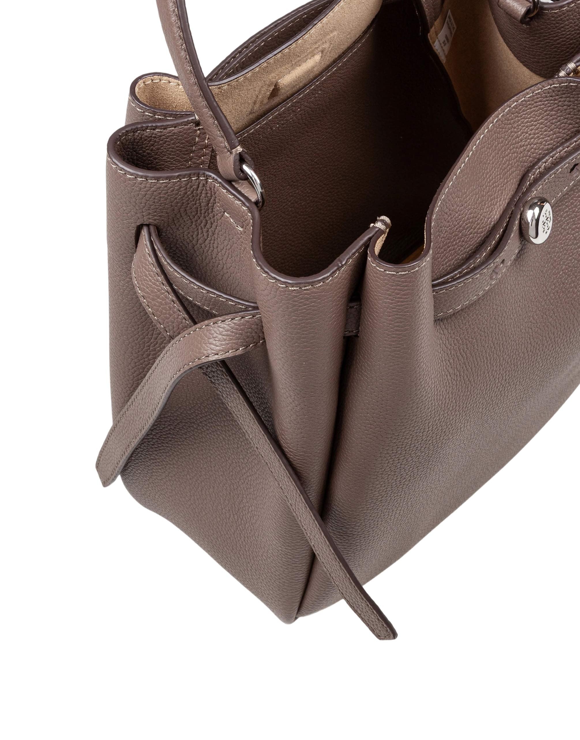TORY BURCH ROMY HAMMERED LEATHER BUCKET BAG IN WILD MUSHROOM