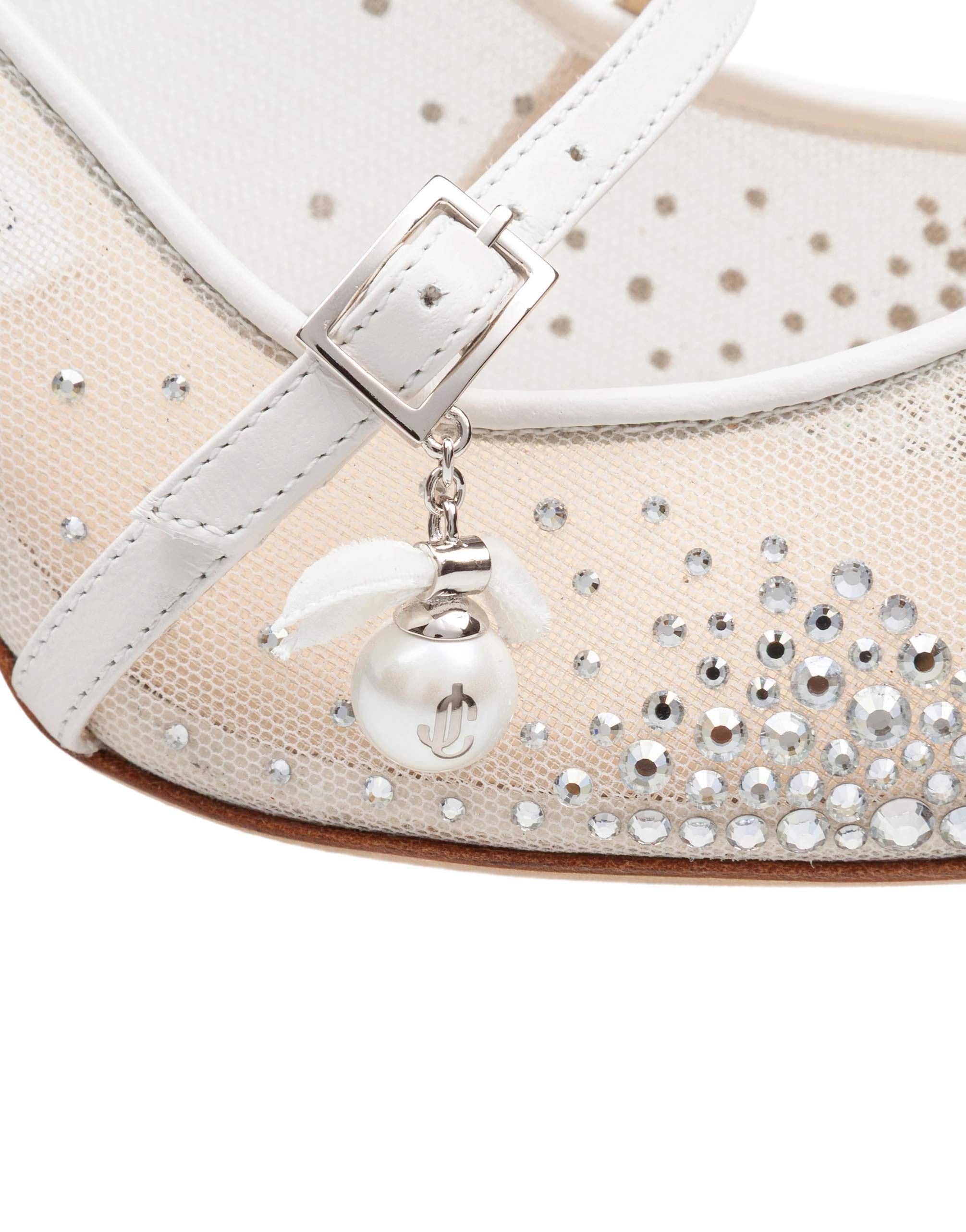 JIMMY CHOO DECOLLETE' AREN 65 TKW IN MESH E PELLE CON CRISTALLI APPLICATI