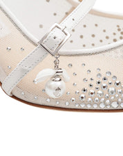JIMMY CHOO DECOLLETE' AREN 65 TKW IN MESH E PELLE CON CRISTALLI APPLICATI