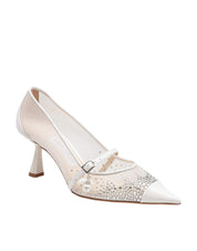 JIMMY CHOO DECOLLETE' AREN 65 TKW IN MESH E PELLE CON CRISTALLI APPLICATI