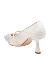 JIMMY CHOO DECOLLETE' AREN 65 TKW IN MESH E PELLE CON CRISTALLI APPLICATI