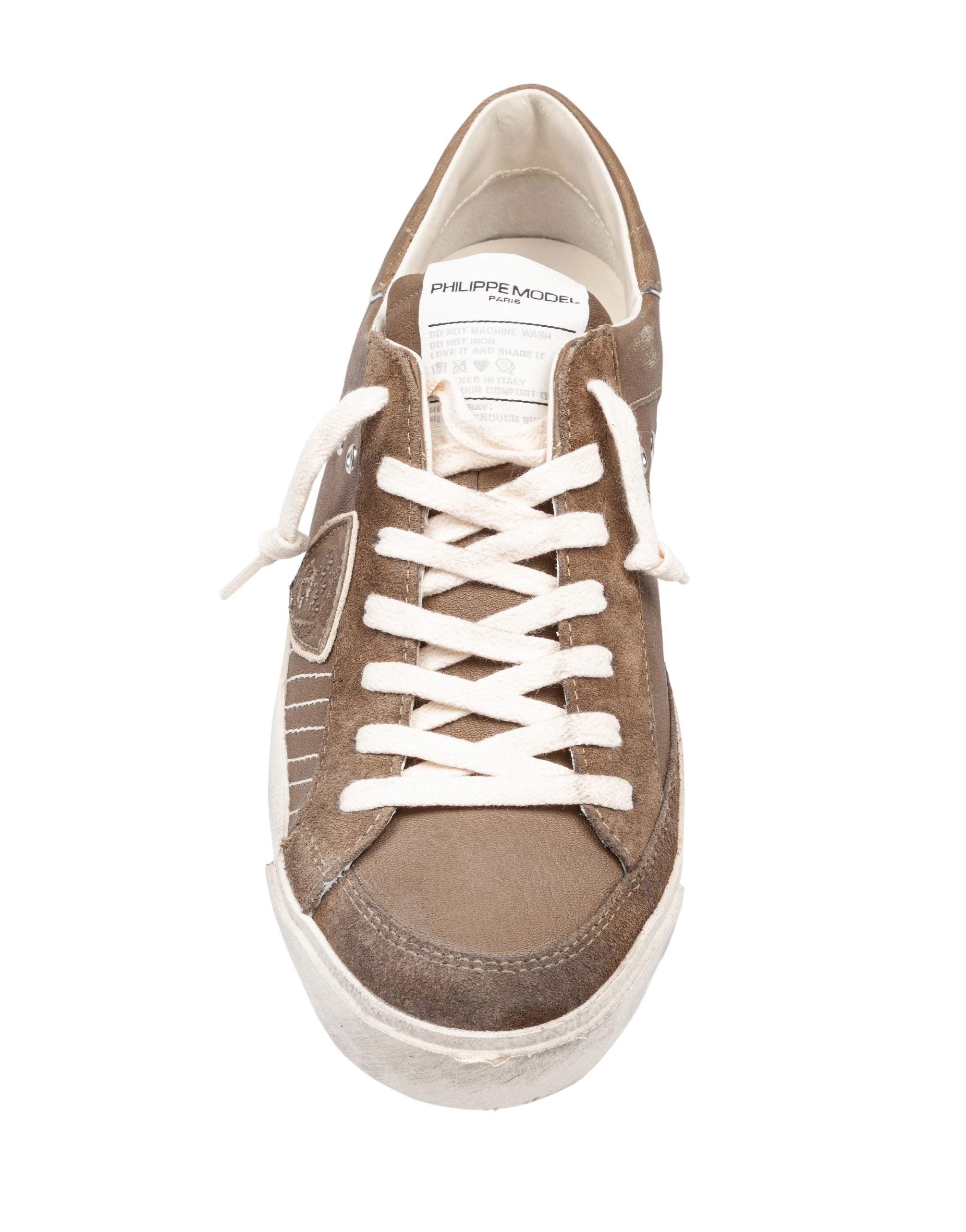 PHILIPPE MODEL PRSX LEATHER AND SUEDE SNEAKERS MILITARY GREEN